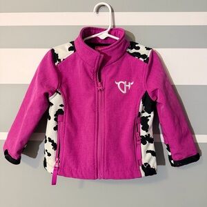 Toddler Girl's CH Pink "Cow Print Accent" Poly Shell Jacket